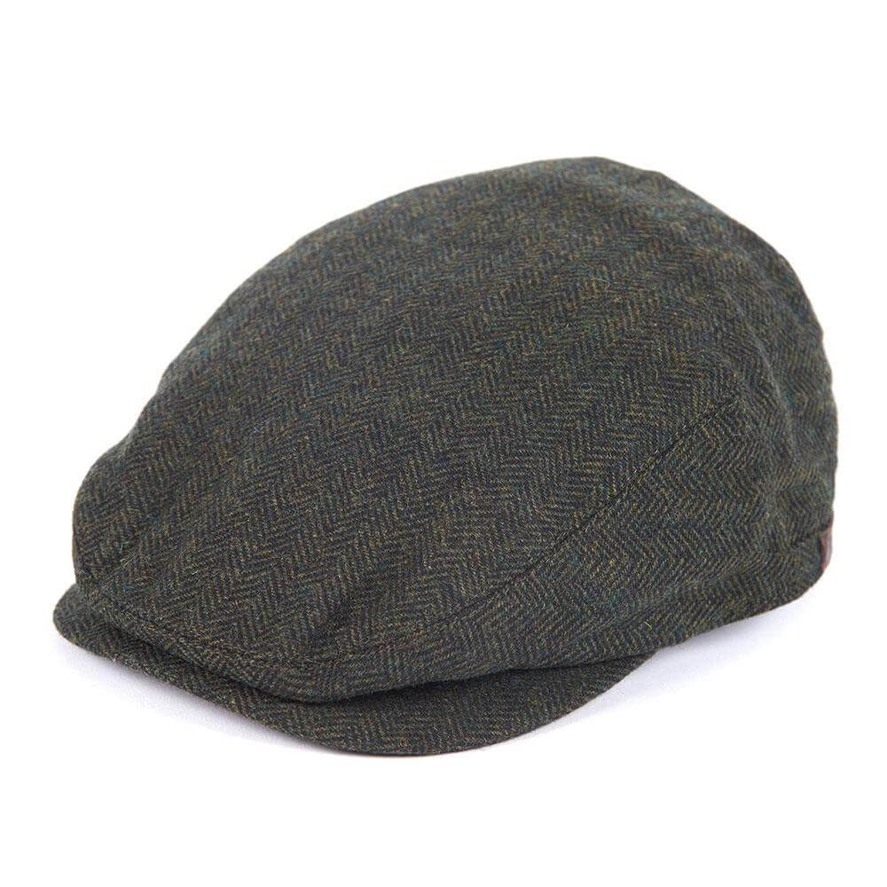 Barbour Barlow Olive Green Tweed Flat Cap